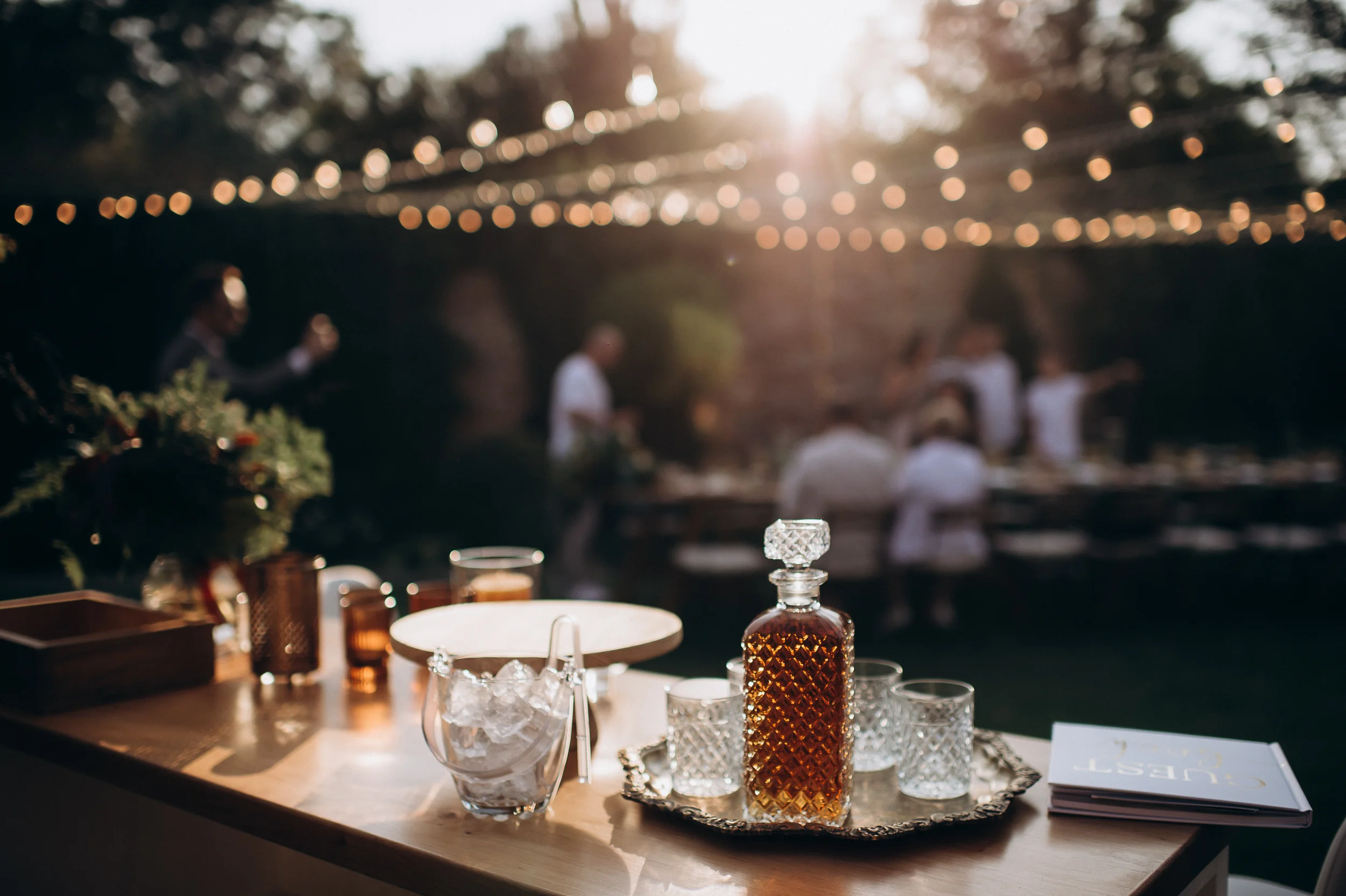 Bourbon decanter at wedding