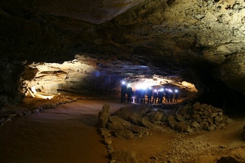 people in cave tour